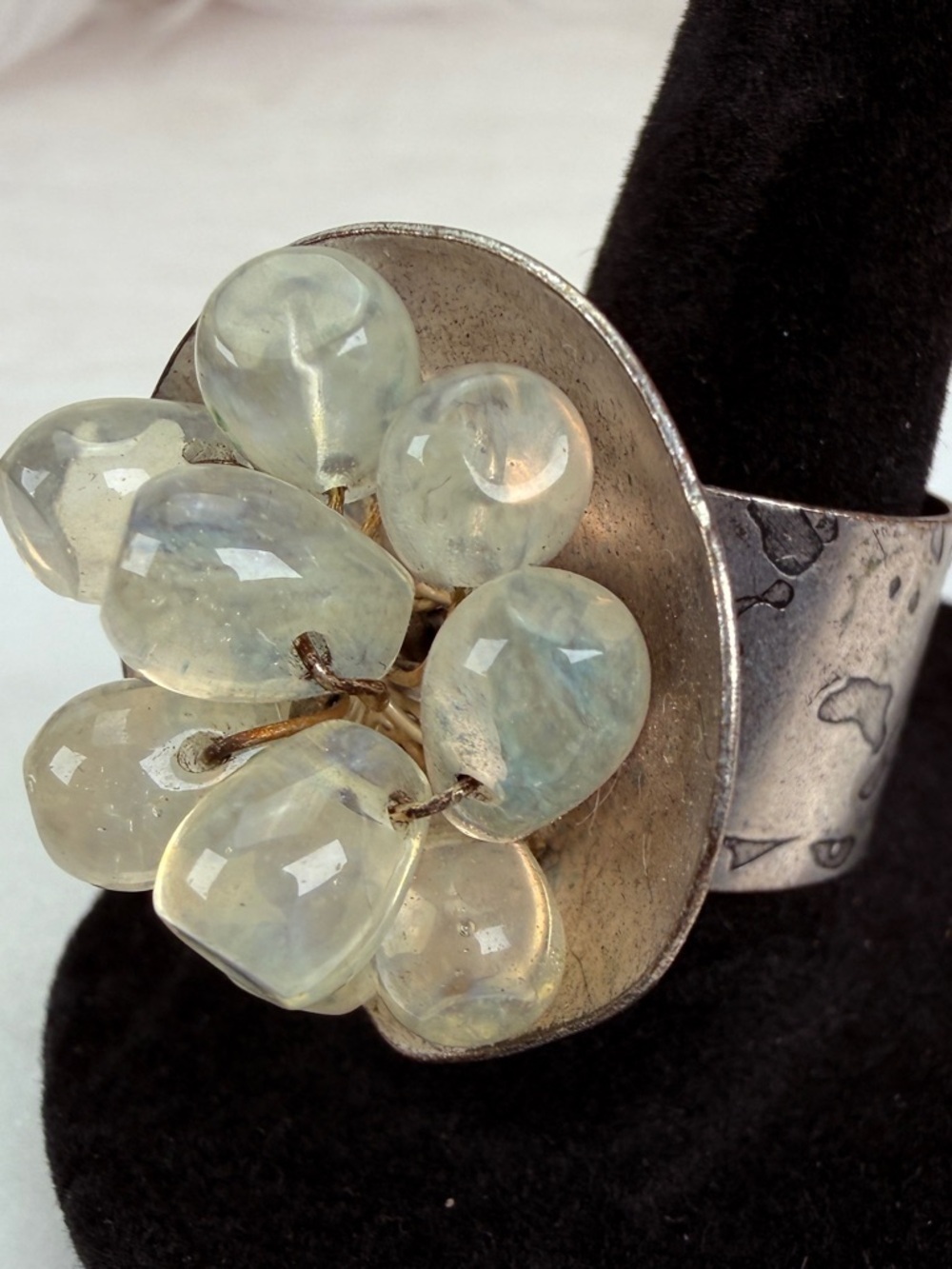Vintage bohemian chic, size 8 1/2 adjustable interesting statement ring